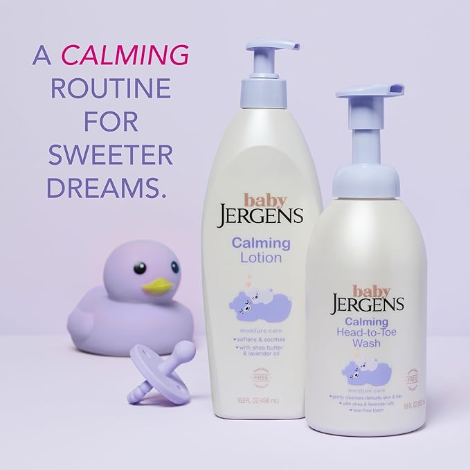 Jergens Baby Calming Head to Toe Foaming Wash, Baby Shampoo and Body Wash, Baby Shampoo Tear Free, Kids Foaming Body Wash, 18 Fl Oz