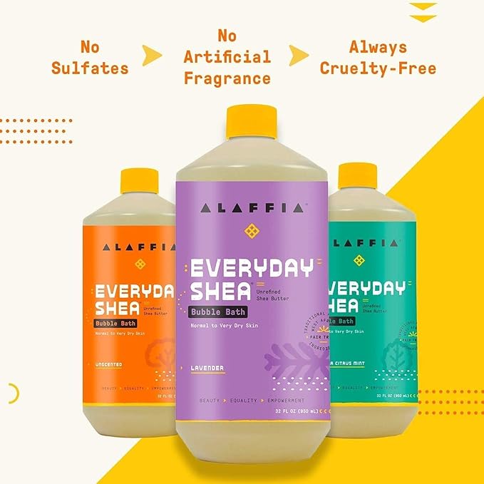 Alaffia Bubble Bath for Women, Lavender – Everyday Shea Butter Formula with Wild Yam, 32 Fl Oz