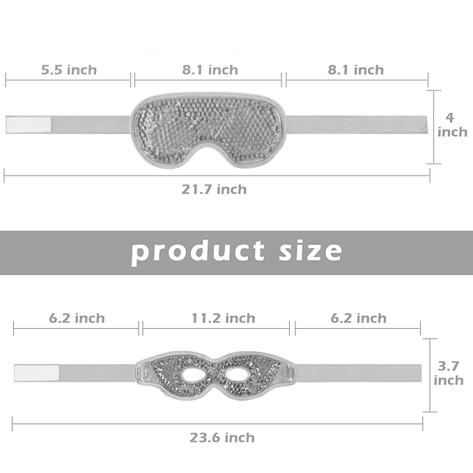 Permotary 2PCS Gel Eye Mask Reusable Hot Cold Compress Pack Eye Therapy,Therapeutic Gel Eye Spa Pad for Puffiness/Dark Circles/Eye Bags/Dry Eyes/Headaches/Migraines/Stress Relief-Gray&Black