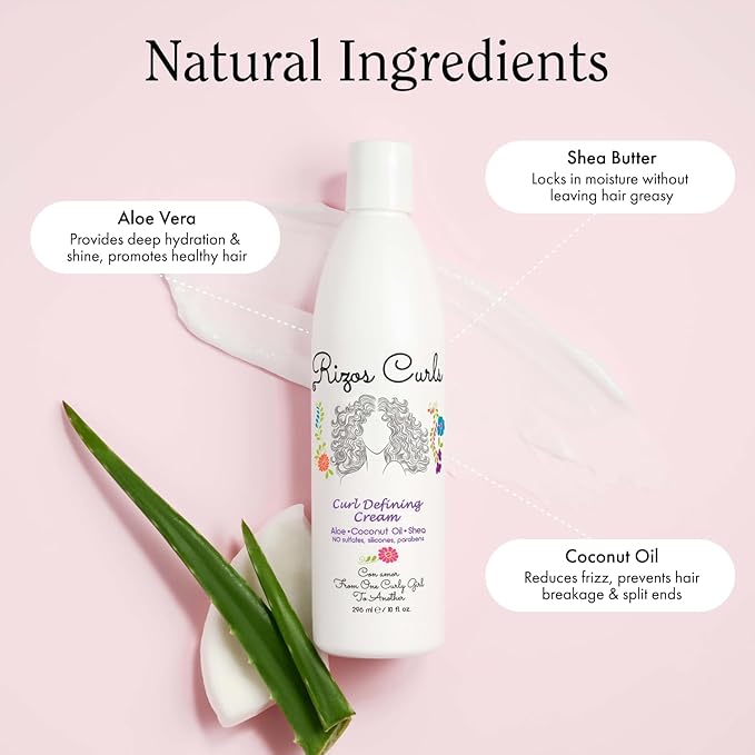 Rizos Curls Travel Curl Defining Cream, Enhance Waves, Curls & Coils, Soft Hold for Weightless Volume, Moisturizing for Frizz-Free Shine with Aloe Vera, Coconut Oil & Shea Butter, 2.5 oz
