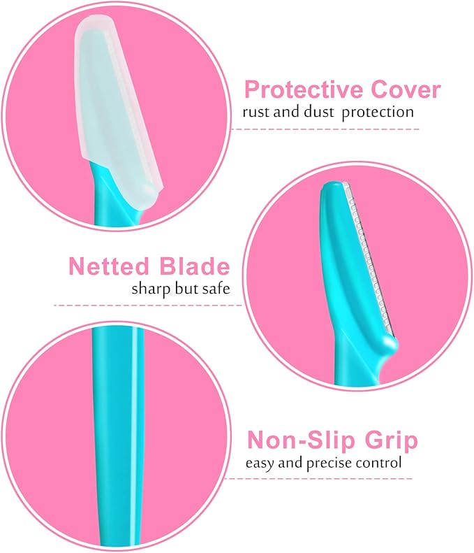 72 Pcs Eyebrow Razor, Multipurpose Exfoliating Dermaplaning Tool Razors Facial Razor Eyebrow Shaper with Precision Cover for Women Men