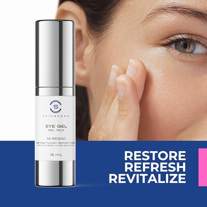M-SEQNC Eye Gel | Advanced Eye Gel | Cell-Free Technology for Delicate Skin | Reduces Signs of Aging + Dark Circles | Innovative Formula to Promote Visible Results | 15ml