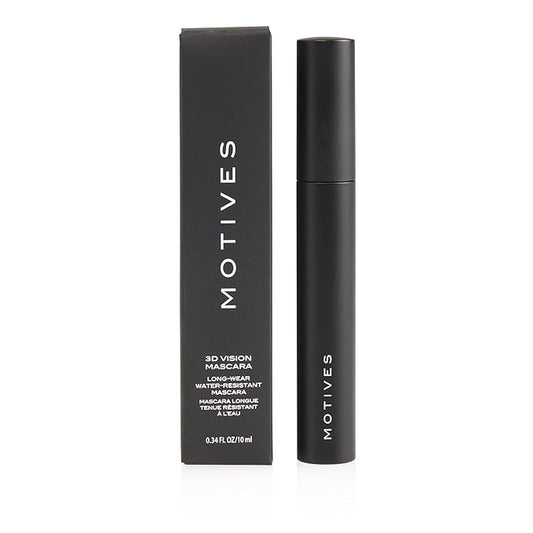 Motives® 3D Vision Mascara - Volume and Length, Long-Lasting, Water Resistant, Smudge-Proof Eye Makeup, Vegan & Hypoallergenic. Features Nourishing, Moisturizing Ingredients.