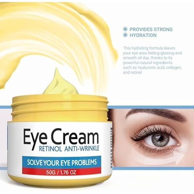 Retinol Eye Cream for Improving Dark Circles and Puffiness Under Eye Bags Under Eye Cream Reduce Aging Line Smoothing Wrinkles and Fine Lines Moisturizing Eye Cream Unisex 1.76OZ/50G