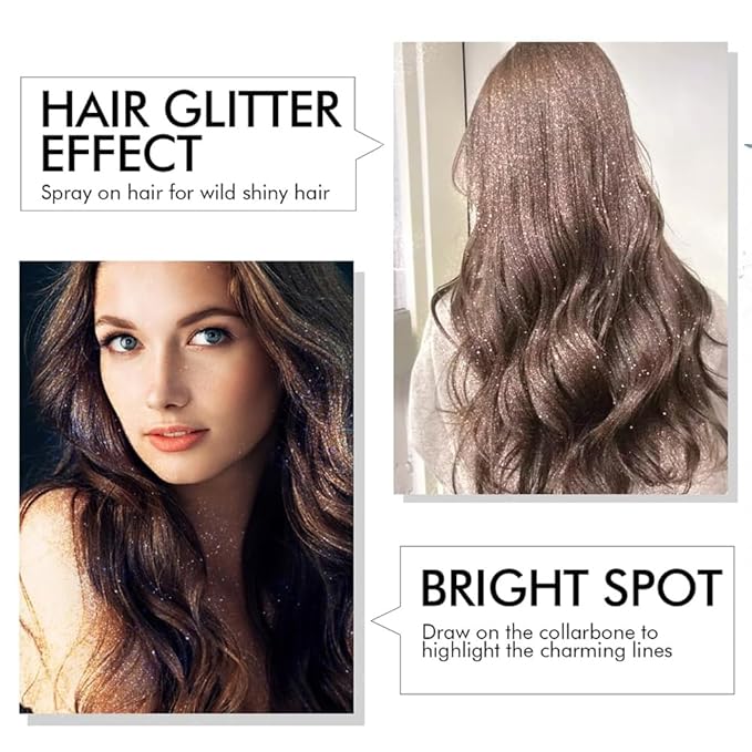 Glitter Body Highlighter Powder Body Shimmer Sparkle Face Brightening Highlighter Powder for Face Eyes Body Glow Makeup With sponge head（06#）