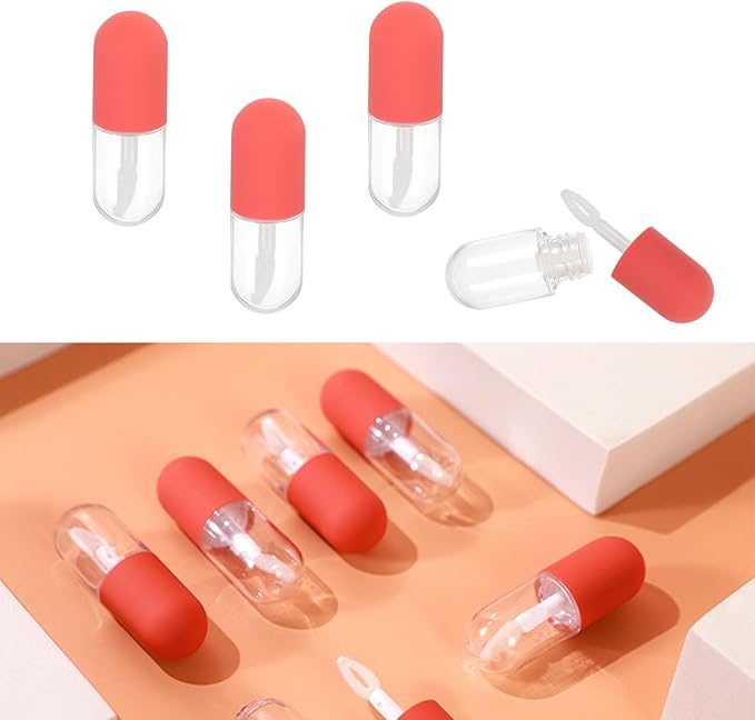 Capsule Shaped Mini Lip Gloss, Shaped Lip Gloss Bottles, Refillable Lip Balm Bottles Containers, Cosmetic Dispenser Beauty Tool Mini Sample Bottle for Women, Girl (8 Pcs, 4.5ml)