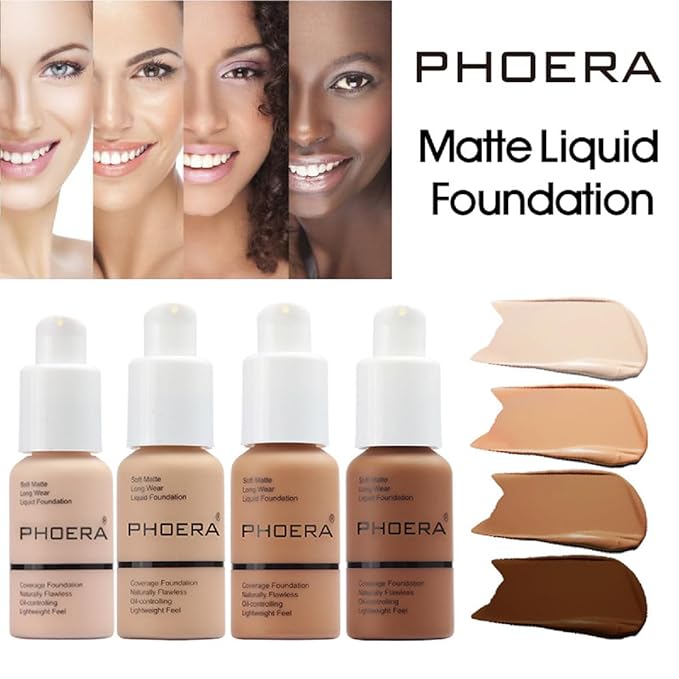2 Pack PHOERA Foundation 108# Tan and 109# Foundation Makeup.