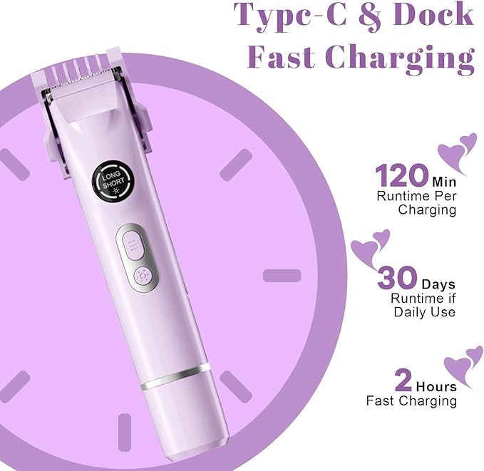 4-in-1 Waterproof Bikini Hair & Body Hair Trimmer - Rechargeable Shaver - IP7-compact for Travel， Cordless Use