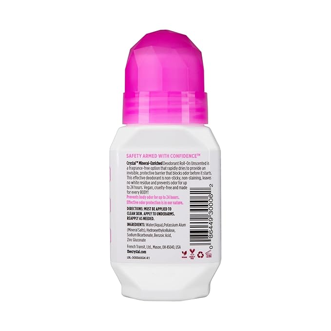 CRYSTAL BODY DEODORANT Roll-On - Unscented Susan G Komen (2.25 fl oz) - 3 Pack - Packaging May Vary