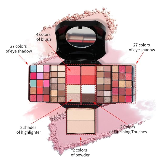 64 Colors cosmetic Kit Makeup Kit For Teens Make up Kits For Girls Makeup Palette Eyeshadow Makeup Mirror For Women Gift