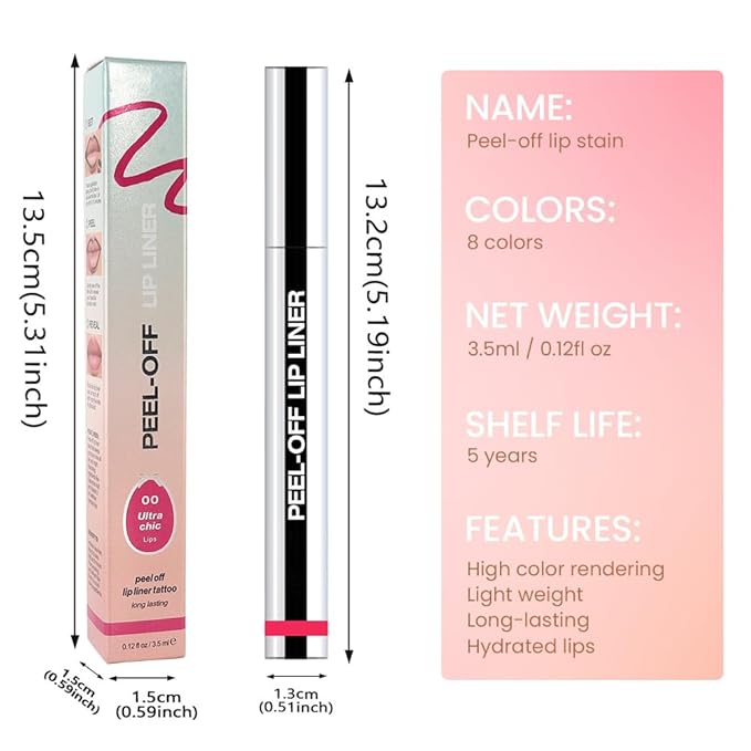 Matte Lip Gloss Stain-Peel Off Lip Liner Tattoo, Delicate Pink Lip Tint，Long Lasting Peel Off Lip Stain, Waterproof Transfer-proof Lip Mask Lip Liner Peel Off Lip Gloss,Stayn Lip Makeup. #00