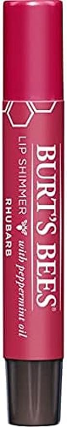 Burt's Bees Shimmer Lip Tint Set, Tinted Lip Balm Stick, Moisturizing for All Day Hydration with Natural Origin Glowy Pigmented Finish & Buildable Color, Rhubarb (4-Pack)