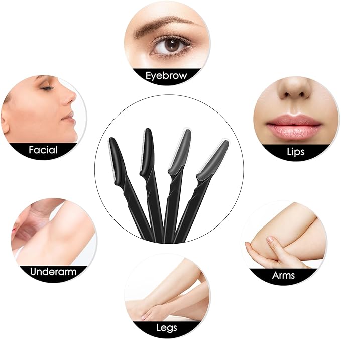 16 Pcs Black Eyebrow Razor, Face Razors Multipurpose, Facial Razors for Women Men, Eyebrow Trimmers Shaver with Protective Cover, Dermaplaning Tools for Face Body Use, Facial Hair Removal Tools