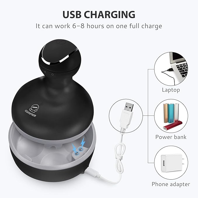 COMFIER Electric Scalp Massager, Waterproof Head Massager with Mutlti-Modes Vibration, Handheld Portable Head Scratcher for Hair Growth, Dog Cat Massager for Deep Clean and Stress Relax