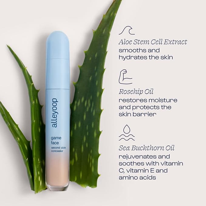 Alleyoop Game Face Concealer Makeup, Lightweight to Medium Buildable Coverage Under Eye Concealer, For Blemishes, Crease-proof and Hydrating with Aloe Stem Cell, Smooth Second Skin Finish - Standout