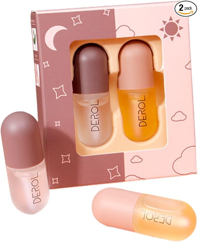 2Pcs Lip Plumper Set, Natural Lip Plumper kit, Day and Night Lip Plumper, Softer Bigger Fuller Cosmetics Plumper Lips