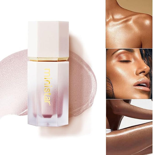 Liquid Highlighter Makeup, Long Lasting Liquid Luminizer for Glowing Skin Waterproof Smooth Glitter Highlight Face Illuminator Cream Contour Stick Body Shimmer Liquid Bronzer(#01 MOONLIGHT)