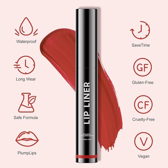 Lip Stain Peel Off - Lip Liner Waterproof, Lip Liner Stain Transfer Proof & Plumping, Moisturizing Non-Stick Cup Matte Finish Stay On All Day, Rose Color