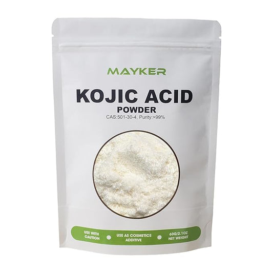 MAYKER Pure Kojic Acid Powder (60gram), Skin Whitening Soaps, Creams 2.1oz