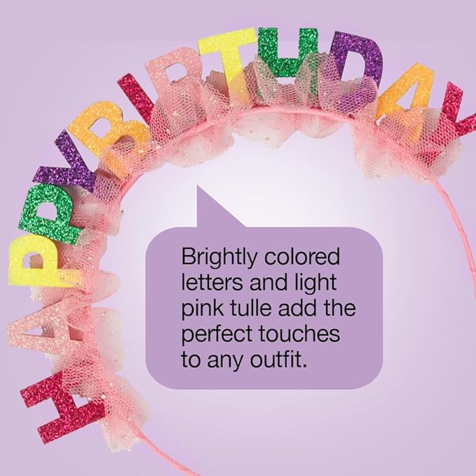 Scunci by Conair Birthday headband- Birthday girl head band- Birthday gifts for women or girls - Bright colors w/ tulle - 1 Count