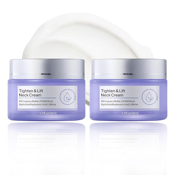 Neck Firming Cream Set,Non-greasy Tighten Lift Firming Neck Face Cream Skincare Moisturizer, 2 Pcs Deep Moisturizing Face Lotion for All Skin Type, 2 Pack