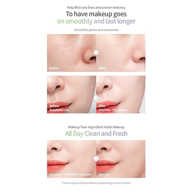 Korean Face Primer 30ml - Korean Makeup & Skincare Lightweight Corrector Base SPF40 PURPLE - Reduces Dullness, Moisturizes for Red, Sensitive Skin witj Aloe (Primer - Purple Tinted)