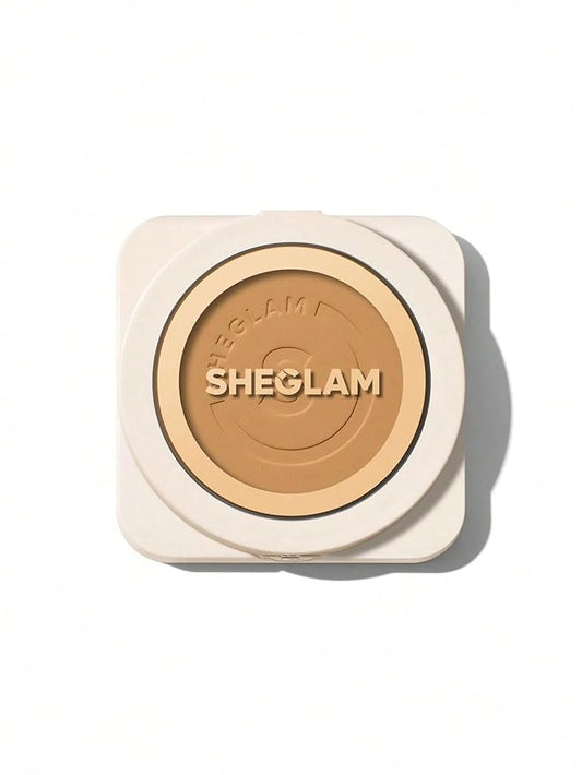SHEGLAM SKin-Focus Full Coverage Powder Foundation Oil-Control Lightweight Face Pressed Powder Makeup-Almond