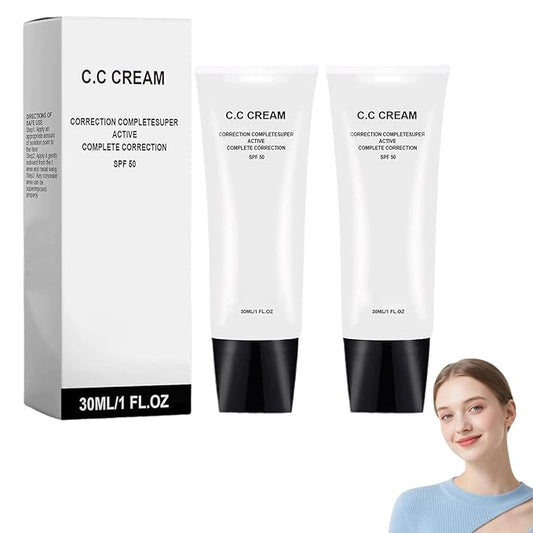 Cc Cream for Older Women, Cc Cream Self Adjusting for Mature Skin, cc cream for Covers Blemishes and Moisturizing, Suitable for All Skin Types (2PCS)