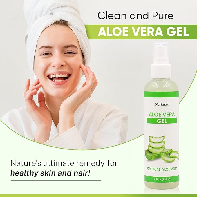 Natural Aloe Vera Gel for Hair, Scalp, Face, Dry Skin, Sunburn, & Sensitive Skin - Cold Pressed, Vegan, Unscented - Soothing Aloe Face Moisturizer (4 oz.)