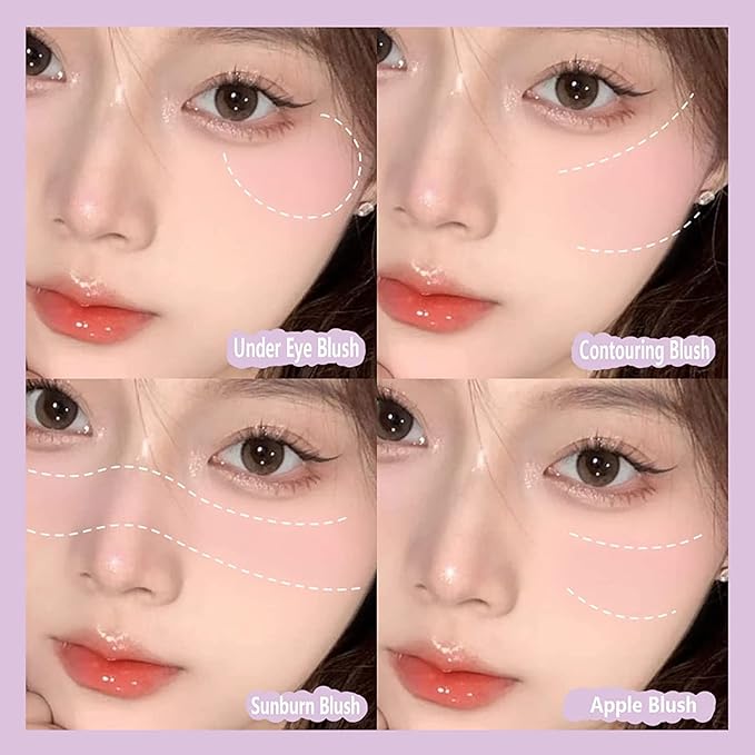 Peach Matte Face Powder Blush Palette, Shimmer Face