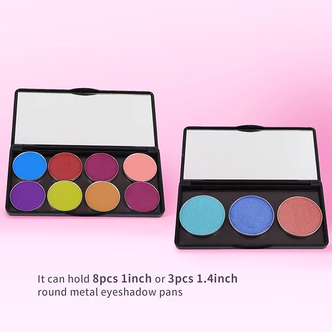 5 Pack Magnetic Makeup Palette with Mirror, Empty Eyeshadow Palette Cosmetics Dispensing Storage Box for DIY Eyeshadow Lipstick Blush Powder Foundation