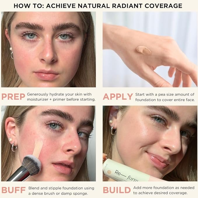 HALEYS Re-form Luminous Skin Foundation, VEGAN + CRUELTY-FREE, Blurs, Conceals, Blendable, Buildable Med-to-Full Coverage, Weightless, Oil-free, All-Day Wear, Hyaluronic Acid, All skin types (5.0)