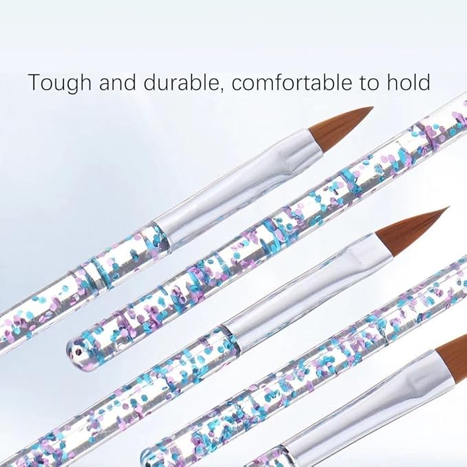 5pcs Nail Art Brushes Set, Nail Art Design Pen Painting Tools with Nail Extension Gel Brush, Nail Polish Brush, Builder Nail Gel Brush, Nail Dotting Pen Salon at Home Diy Manicure (Blue)