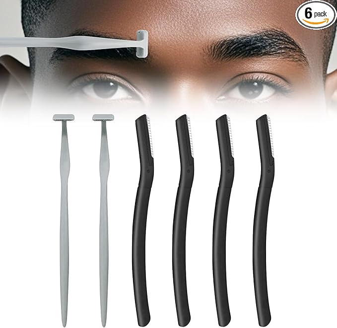 Eyebrow Razors for Men 6 Pieces, Japanese Blades Precision Dermaplane Razors, Small Eyebrow Trimmer Set, Multipurpose Exfoliating Dermaplaning Tools for Peach Fuzz, Small Face Razors for Men and Women