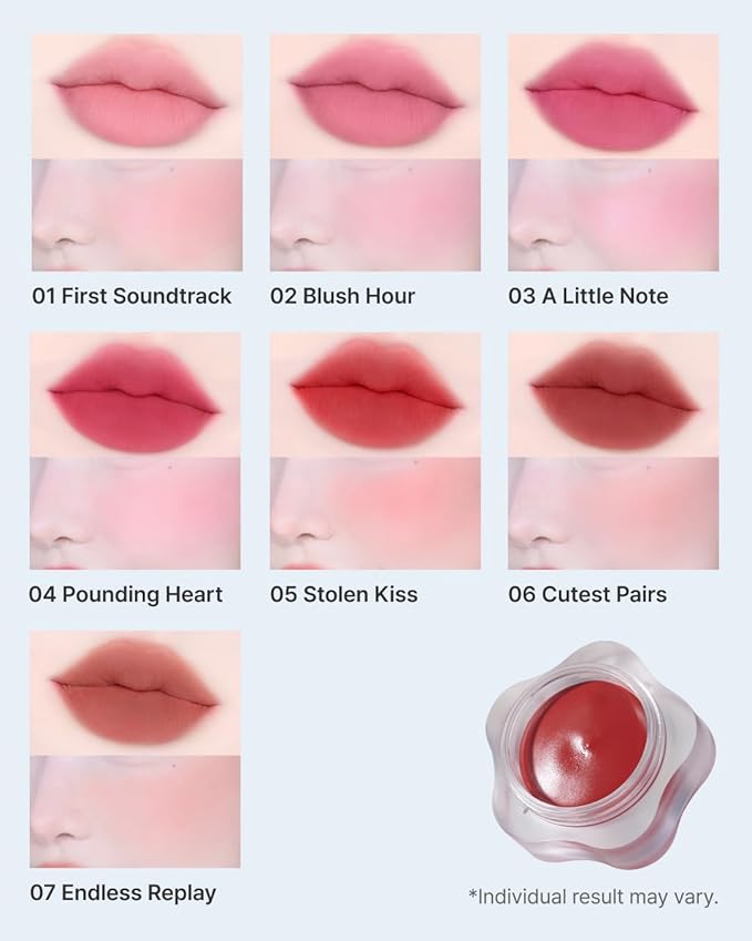 DEARMAY Pure Falling Mood Lip Pot No. 07 Endless Replay 0.23 Oz. Vegan Lip Stain Lip & Cheek Multi-Use Tint With Hydrating Formula for Smooth Soft Blend Without Dryness or Fine Lines, Korean Makeup