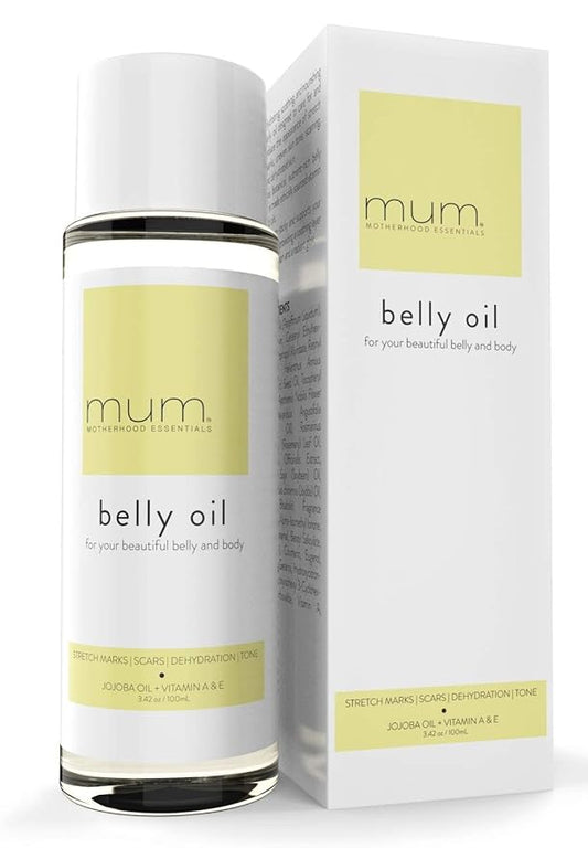 Mum. Motherhood Essentials® Premium Organic Belly Oil (3.42oz), Maternity Stretch Mark Oil,Prevent,Heal Remove Stretch Marks & Scars, Safe For Pregnancy