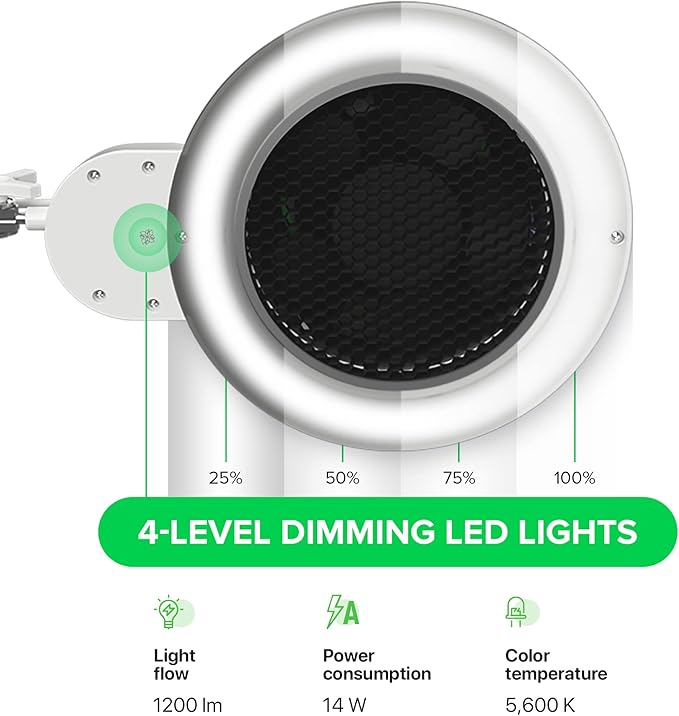 4BLANC® Alize Original Vacuum Nail Dust Collector for Pedicure with Built-in Dimmable LED Lamp, Certified HEPA 11 Medical Grade Replaceable Filter, and Universal Table Mount