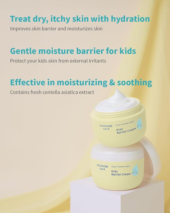 Kids' Barrier Cream - Korean Kids Daily Intensive Moisturizing Cream for Face and Body - Improves Skin Barrier & Soothing Rough Skin with Cica and Panthenol - Allergen Free Scent, 6.09 oz.