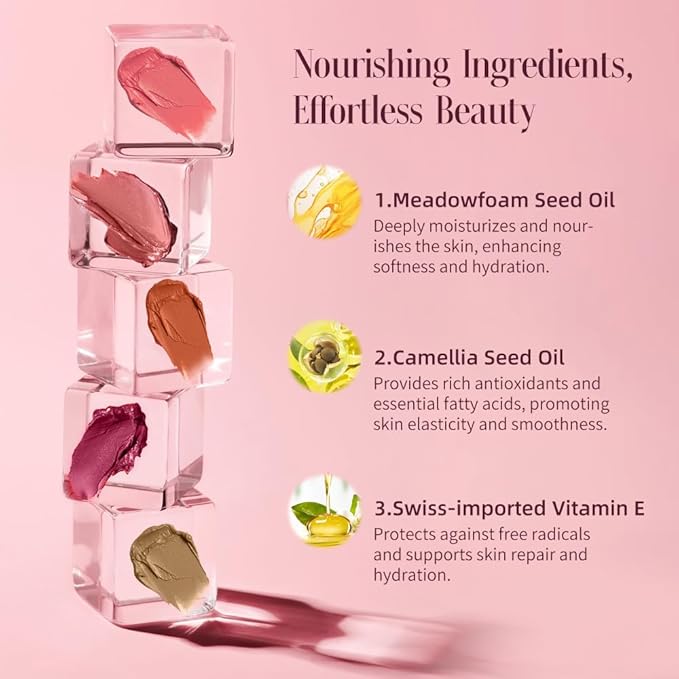 Multi-Use Makeup Cream Blush Stick, Unidollss 3-in-1 Buildable Blush Stick for Cheeks, Eyes, and Lips, Hydrating formula, All day wear, Easy Application with Thumb Puff Included (04 FLIRT)