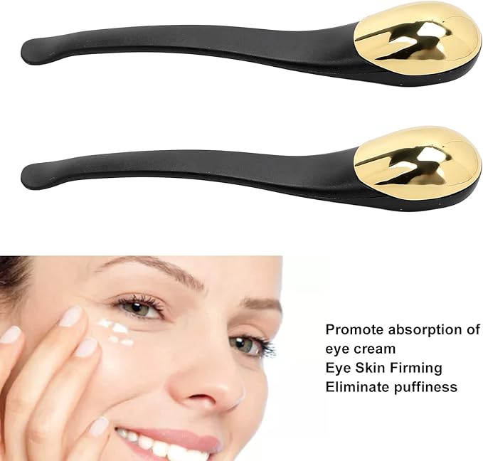 ZJchao Eye Massage Stick, 2pcs Eye Cream Applicator Spatula Metal Face Massage Tool Stick Applicator Wand Sticks Eye Cream Massage Sticks Cosmetics Spoon Massager for Dark Circle Puffiness Reduction