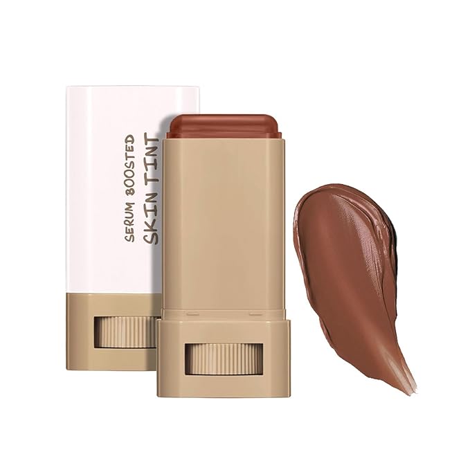 Multi-Use Foundation Stick Beauty Balm Serum Boosted Skin Tint, On-The-Go Tinted Solid Serum, Lightweight and Buildable Creamy Skin Tint Stick Makeup, Natural Finish(02#)