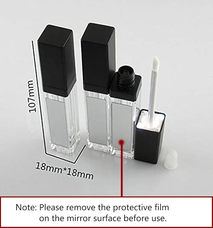 5 Pcs 7.5ml LED Light Lip Glaze Tubes with Mirrors Refillable Lip Gloss Bottles DIY Lip Balm Lipstick Tube Makeup Cosmetic Container for Woman Girl(Black)