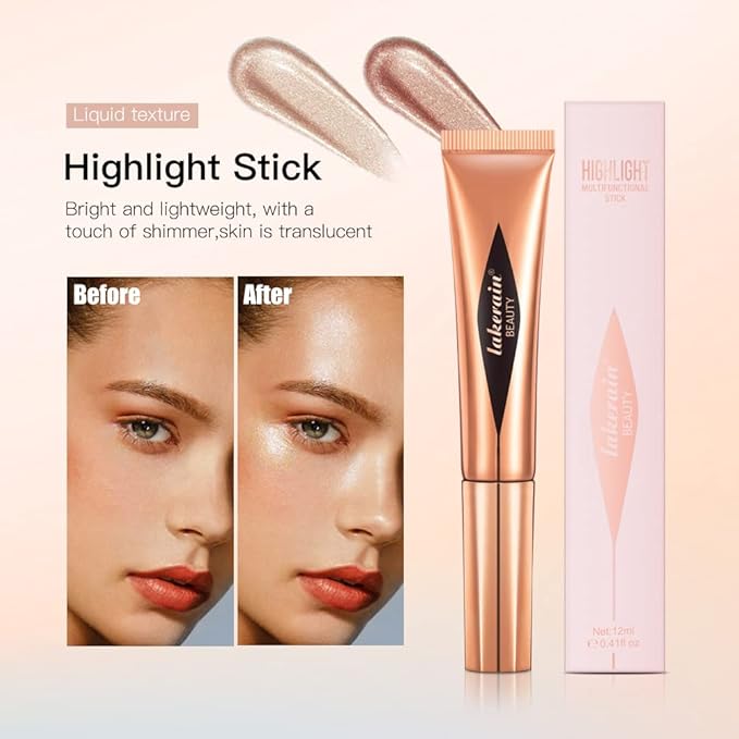 Liquid Contour Beauty Wand, Highlighter and Bronzer Stick with Cushion Applicator Attached Easy to Blend, Long Lasting & Smooth Natural Matte Finish