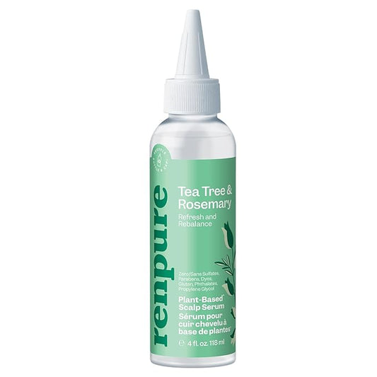 Renpure Tea Tree & Rosemary Scalp Serum, Plant-Based - Refreshing & Rebalancing - For Moisturized, Soft Hair - For Oily/Normal Hair- Tea Tree Leaf Oil, Rosemary Leaf Extract - 4 Fl Oz