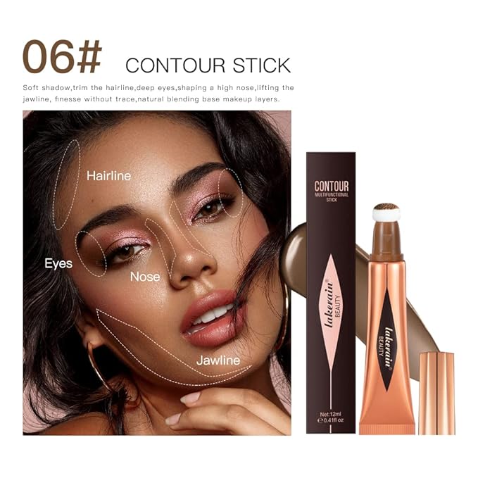 Liquid Contour Beauty Stick, Contour Stick, Bronzer Stick,Multi-Function Beauty Stick, Cream Contour With Cushion Applicator, Liquid Contour Stick, Women's Contour Makeup (06#)