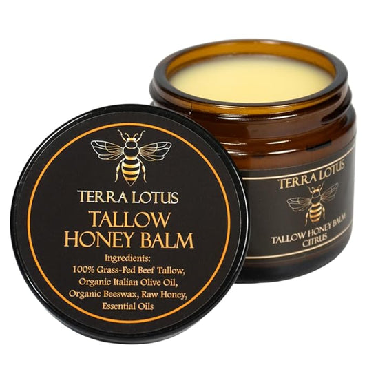 Organic Grass-Fed Beef Tallow Balm with Raw Honey - Moisturizing Cream for Soft, Smooth Skin - Handmade All-Natural Moisturizer (2 Oz, Citrus)