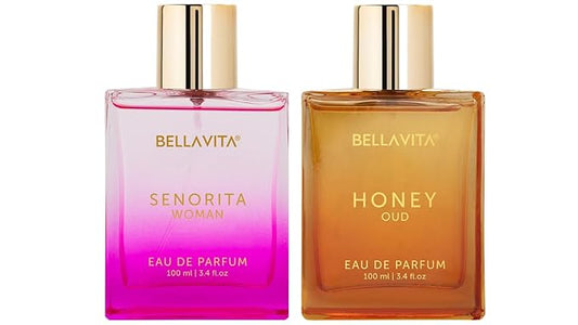 Bella Vita Luxury Women's Gift Set Combo - Honey Oud & Senorita Perfumes for Women | Patchouli, Vanilla, Bergamot, Mint, Peony Mahogany & Amber | Long Lasting | Vegan & Cruelty Free- 2 * 100 ML