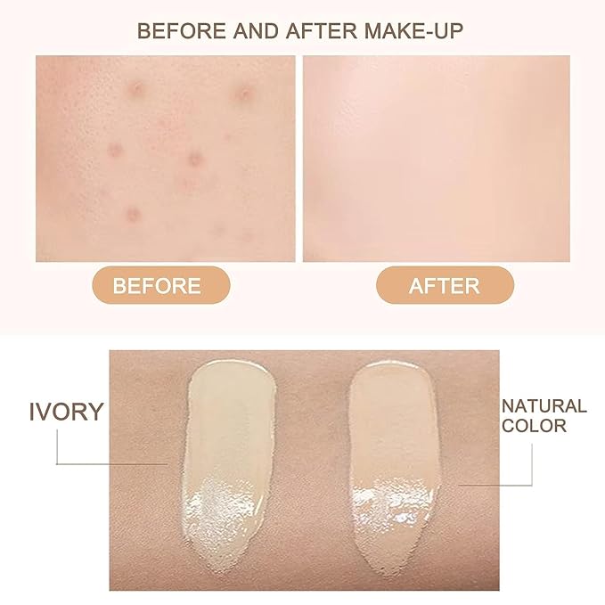 NOISSUE Cc Cream Skin Tone Adjusting CC Cream SPF 50, Face Sunscreen and Foundation, Colour Correcting Self Adjusting Soft Moisturizing Skin Tone Gel Invisible Pore Light Oil-Free (2pcs-Ivory)