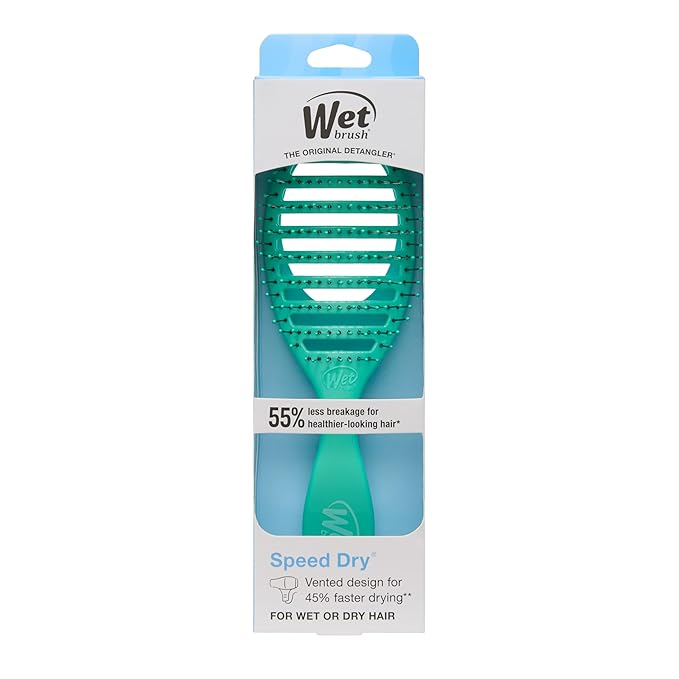 Wet Brush Speed Dry Hair Brush, Amazon Exclusive Aqua, Vented Design & Soft HeatFlex Bristles, Blow Dry Safe, Ergonomic Handle Manages Tangles & Uncontrollable Strands, Pain-Free Hair Accessories