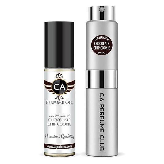 CA Perfume Duo Impression of Chocolate Chip Cookie For Women And Men Perfume Layering Set Long Lasting Travel Size EDP + Body Oil Roll-On Bottle 0.27 Fl Oz+0.33 Fl Oz